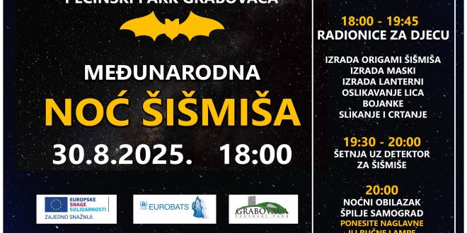 Međunarodna noć šišmiša: radionice za djecu i noćni obilazak špilje Samograd